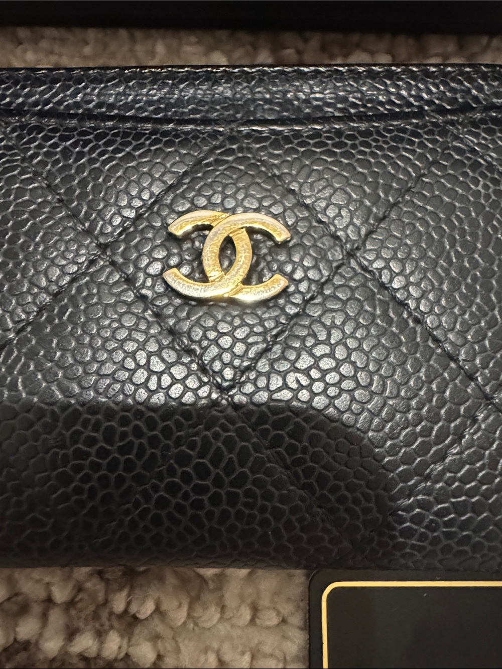 CHANEL Black Quilted Caviar Leather Card Holder with Gold CC - Picture 8 of 10
